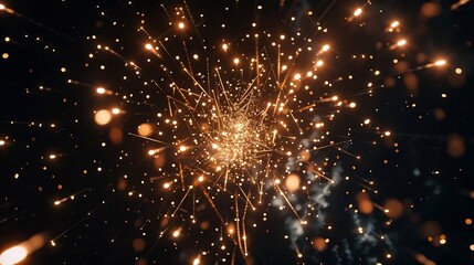 Obraz premium From below shot of wonderful vivid fireworks exploding on background of black night sky : Generative AI