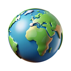 earth globe isolated 3d cartoon style illustration