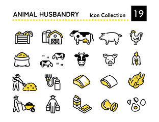 Livestock industry related icon illustration