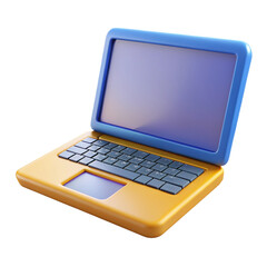 laptop isolated 3d cartoon style illustration