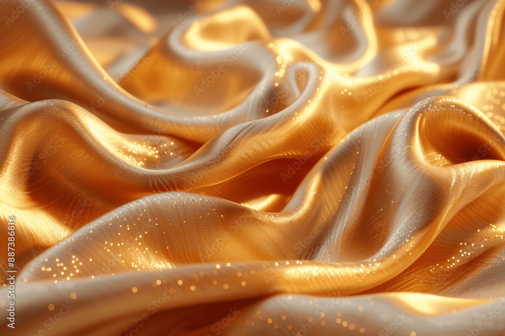 Poster elegant golden satin background with soft light and shadows luxurious and detailed fabric texture hi