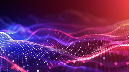 Abstract digital wave background with vibrant gradient colors. Futuristic technology, data particles, and dynamic flowing motion. Perfect for tech and innovation themes.