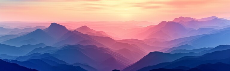 A stunning sunset over the mountain range with the sun shining through the clouds, creating a beautiful gold afterglow in the sky.
