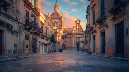 Fototapeta premium Duomo of San Giorgio a big church in the city center of Ragusa Sicily Italy : Generative AI