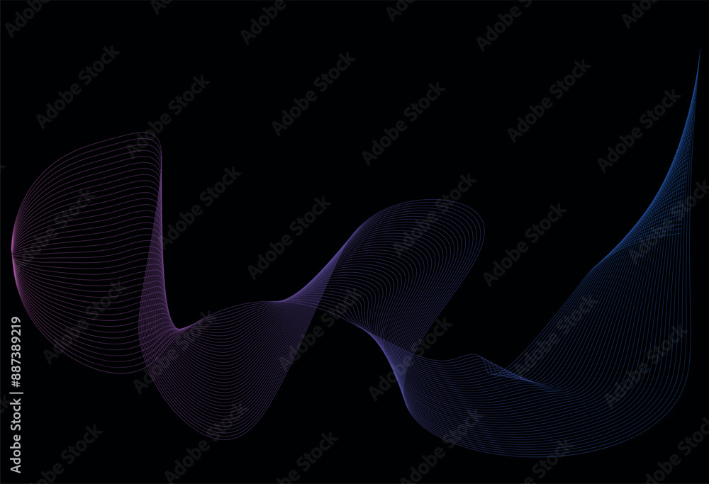 Poster abstraction movement of colored wave lines