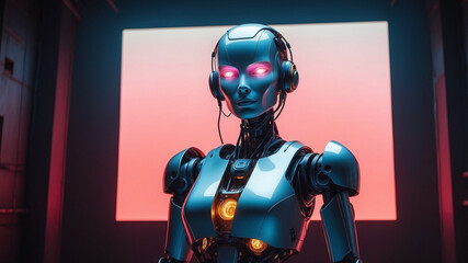 Fototapeta premium A portrait of a robot, blending beauty and power.