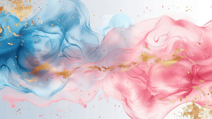 Abstract Pink Blue Gold Watercolor Background for Wedding Invitation Baby Shower Gender Reveal Party