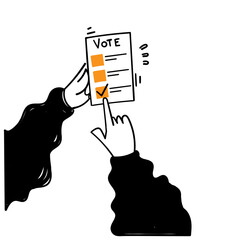 hand drawn doodle election vote ballot box illustration