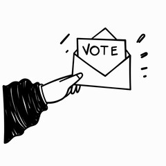 hand drawn doodle election vote ballot box illustration