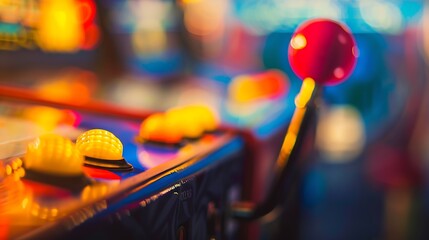 vintage arcade console with gamer blur background : Generative AI