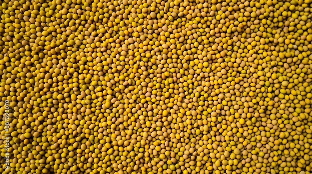 Aufkleber Yellow soybean grain Top view Soybean pattern as for background Raw dehydrated soybeans texture background top view : Generative AI