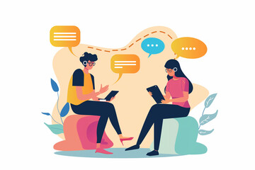 Vector cartoon business illustration concept icon: people celebrating success with coffee, beer, and wine after work
