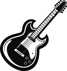 Obraz premium Black White Guitar Vector Style Illustration. Generative AI