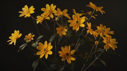 Bidens ferulifolia or burr marigolds  A plant of limited distribution used here as a decorative border plant : Generative AI
