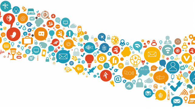 A colorful vector illustration of interconnected circles representing a social media network, perfect for web design elements or logos