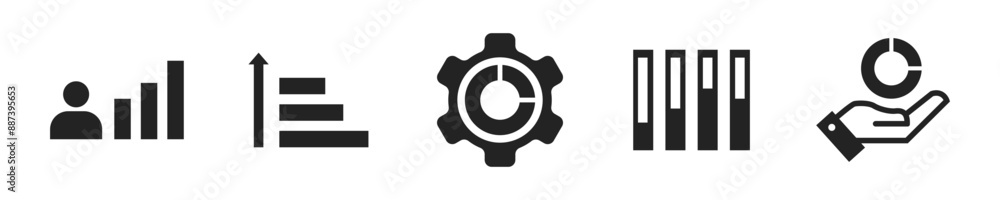 Poster data analysis icon set. set of 5 outline icons related to graphs, statistics, analytics, analysis, b