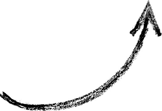 Crayon hand drawn arrow icon. Pencil and brush scribbles sketch. Grunge charcoal textured doodle. Chalk mark element