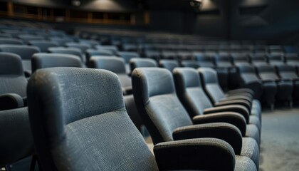 Empty lecture chairs in an auditorium