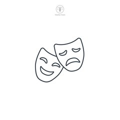 Theater mask, Comedy and tragedy mask icon theme symbol vector illustration isolated on white background