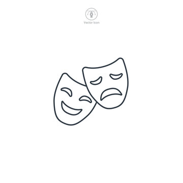 recommend clip art: Theater mask, Comedy and tragedy mask icon theme symbol vector illustration isolated on white background