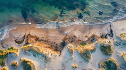 Drone View of Ocean and Sand Dunes