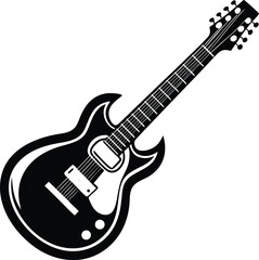 Fototapeta premium Black White Guitar Vector Style Illustration. Generative AI