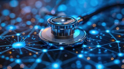 Stethoscope on Digital Network Background