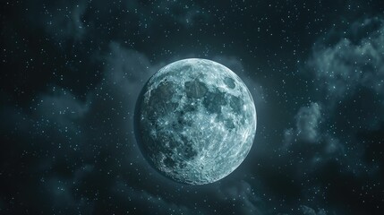 Fototapeta premium Beautiful full moon on a dark sky