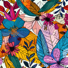 Fototapeta premium 2D flower and leaf cards in various styles