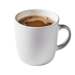 White Mug of Coffee Isolated on Transparent Background. Concept of Morning Beverage and Coffee Culture.