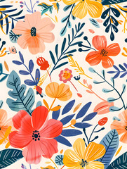 2D flower and leaf cards in various styles