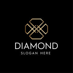 Geometric Luxury Diamond Logo Vector Illustration