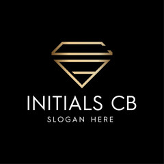 Minimalist Initials CB Diamond Logo Vector Illustration