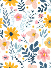 2D flower and leaf cards in various styles