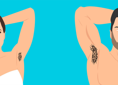 woman and man with hairy unshaved armpit  vector illustration