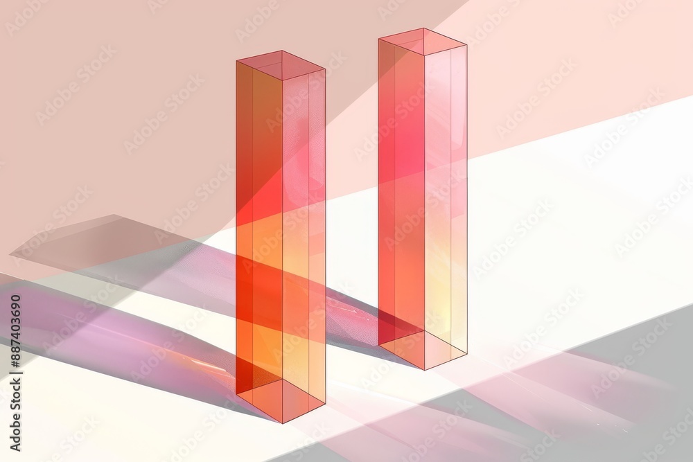 Poster abstract geometric shapes with translucent colors, capturing modern design and minimalism in a sleek