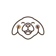 happy dog cartoon face smiling line minimalist logo design vector