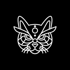 cool wildcat head line logo design vector