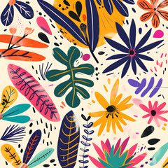 2D flower and leaf cards in various styles