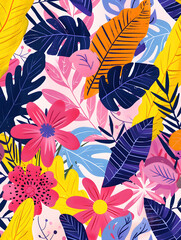 2D flower and leaf cards in various styles