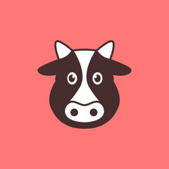 cute cow face animal livestock cartoon logo design vector
