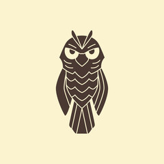 cool owl mysterious bird flat hipster logo design vector