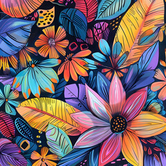 2D flower and leaf cards in various styles