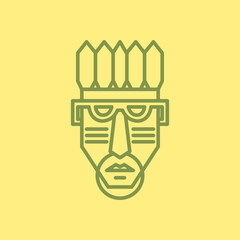 tribal mask culture face line logo design vector
