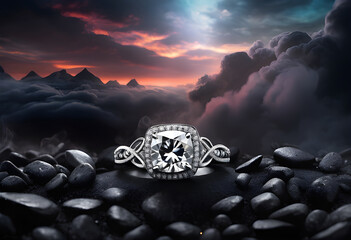 Beautiful Diamond ring on background.