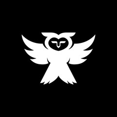 cool flying owl flat logo design vector