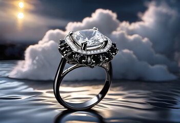 Beautiful Diamond ring on background.