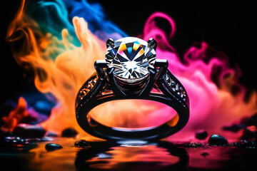 Beautiful Diamond ring on background.