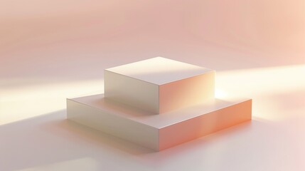 Fototapeta premium Abstract Futuristic 3D Render Minimalistic Style with Floating Geometric Shapes Isometric Design, Light Color Theme, Bright Background, and Soft Lighting