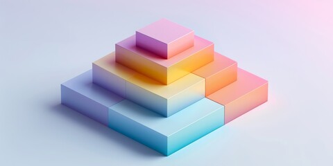 Fototapeta premium Abstract Futuristic 3D Render Minimalistic Style with Floating Geometric Shapes Isometric Design, Light Color Theme, Bright Background, and Soft Lighting